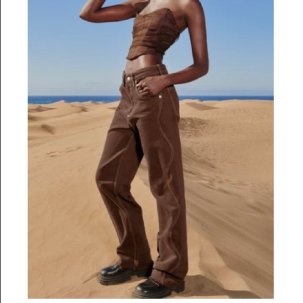 COPY - Zara New WIDE LEG FULL LENGTH JEANS
LIGHT BROWN
26 (US 2)